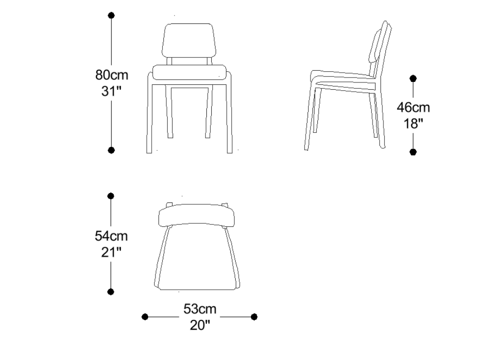 Image of the main dimensions of the product